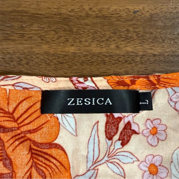 Floral Tie-Waist Midi Dress in Orange - Picture 3 of 3